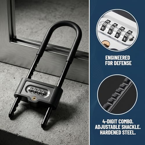 Heavy Duty Combination Padlock - Emergency Key Backup for Forgotten Passwords, No Lockout, 4-Digit Keyless, All-Weather Rust-Proof by HESHANGWL - Used condition - Image 2