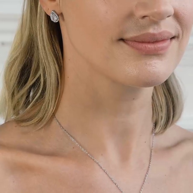 Mother Of The Bride & Bridesmaid Jewelry Set - Gold Or Silver Cubic Zirconia Necklace & Earrings