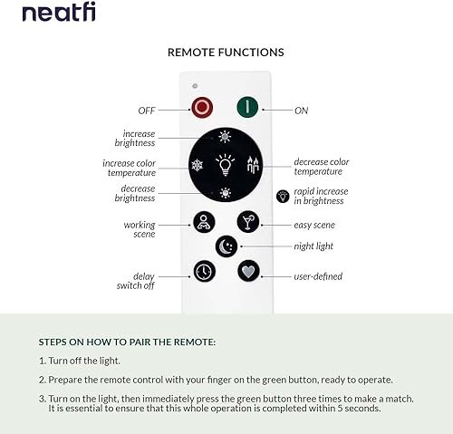 Miniatura 4 de Neatfi Lámpara de pared LED moderna con control remoto, cableada, 3 modos de luz, 2700K-5000K, 15W, juego de 2 apliques de interior para sala de