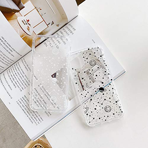 Nititop Compatible For Iphone 12 / Iphone 12 Pro Case,Clear Cute With Beautiful Star Moon Outer Space Planet Patterns For Girls Women, Soft Tpu Anti-Scratch For Iphone 12/12 Pro -White Galaxy #TOP7