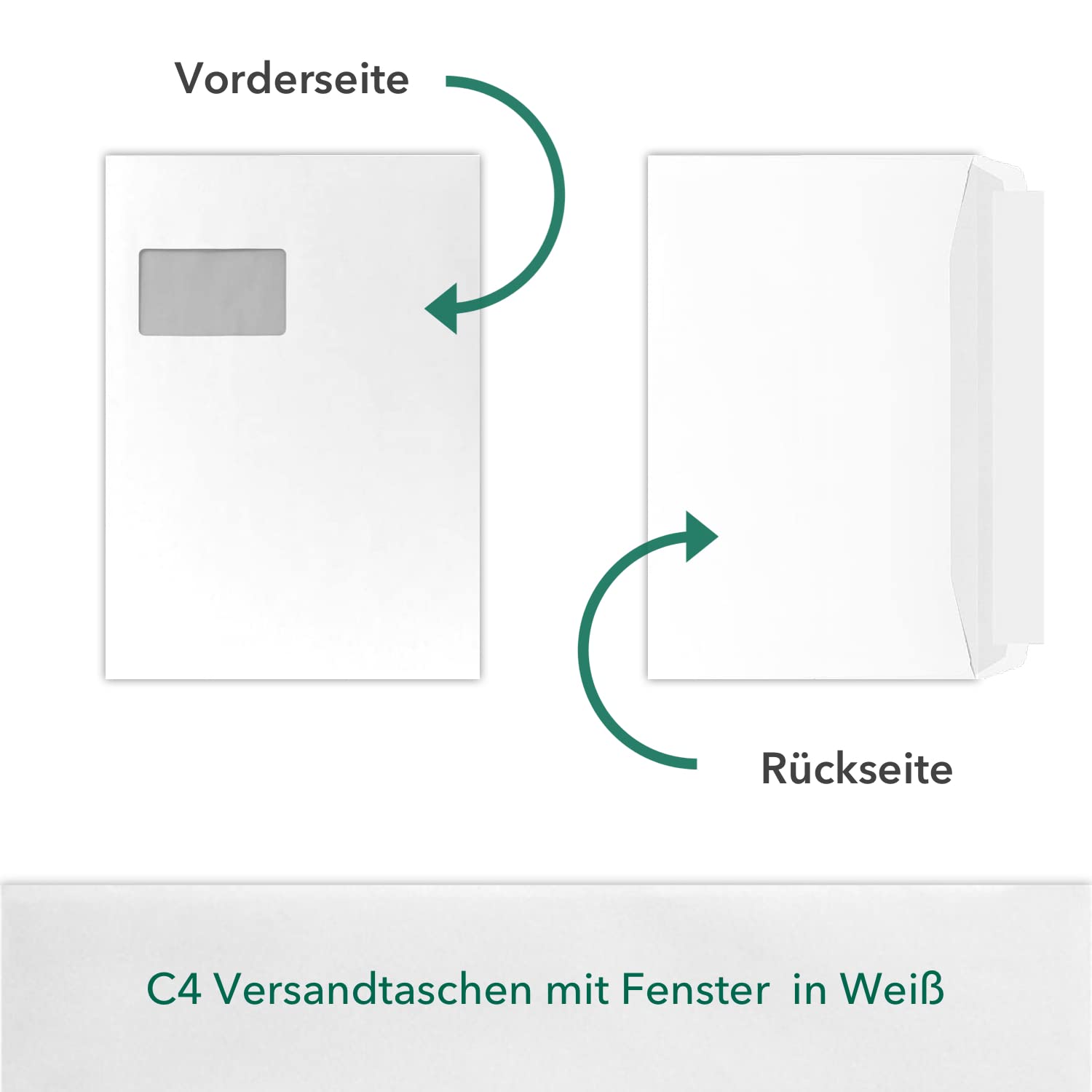 C4 Briefumschläge (22,9 x 32,4 cm) in Weiß, haftklebend mit Abdeckstreifen, mit praktischem Adress-Fenster, sehr stabile 100 g/m², ideal für Ihre Bewerbung und Korrespondenz (250 Stück)