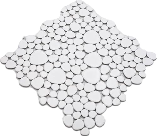 Piastrelle a mosaico in ceramica, a mosaico, tinta unita, bianco opaco