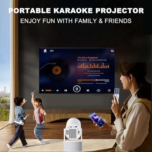 Image of Mini Projector, HY300 PRO Karaoke Portable Projector Support 4K 1080P with Dual-Band WIFI6 5G Wireless 5.0 Bluetooth Android 11, 180 Rotatable 200AISI