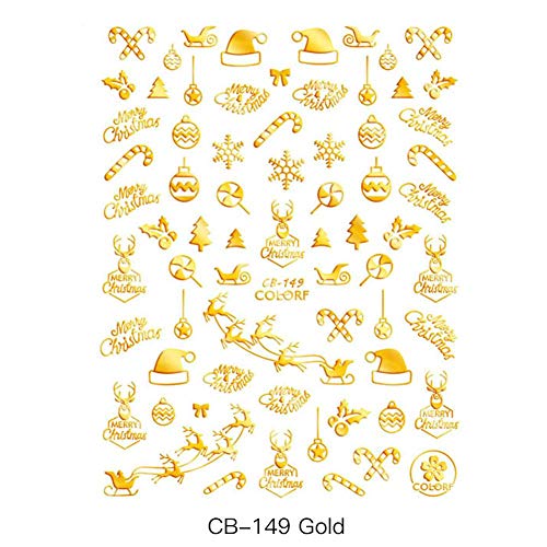 Rikey 3pcs Set Macddy DIY Nail Art Stickers 3D Christmas Design Nail Sticker para Mujeres Calcomanías Copos de Nieve Muñecos de Nieve Santa Manicure Decoración Uñas Accesorios Uñas Navidad Pegatinas