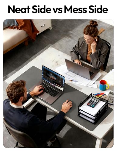 Image of YSAGi Leather Desk Protector, Office Mat, Large Mouse Mat, Non-Slip PU Leather Blotter, Laptop Desk Pad, Waterproof Writing Pad for Office and Home (Dark Grey, 47.2 inch x 23.6 inch)