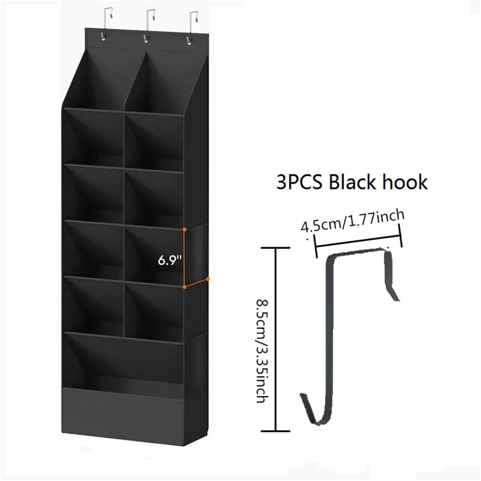 Organizador de Zapatos de 6 Niveles sobre la Puerta, Estante Colgante for Zapatos, for Armario(Negro,2pcs)