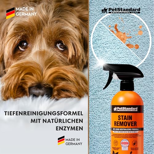 PetStandard Enzymreiniger – Geruchsentferner & Fleckenentferner für Katzenurin & Hundeurin 750ml | Extra Schaumkraft | Made in Germany