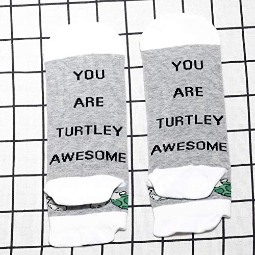 JXGZSO Green Turtle Socks You are Turtley Awesome Socks Sea Animal Lover Tortoise Gift ovelty Socks3