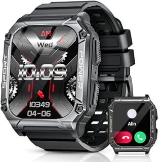 PASONOMI Smartwatch Herren mit Telefonfunktion 1,95" Touchscreen Fitnessuhr IP68 Wasserdicht Sportuhr mit Herzfrequenz, SpO2, Schlafmonitor 14 Tage Akku Smart Watch Männer für Android iOS (Deep black)