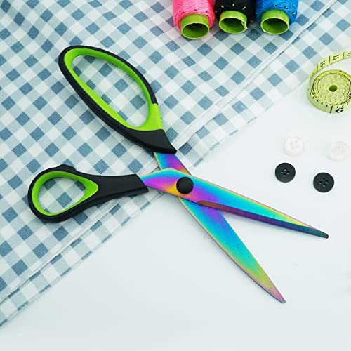 Oiijiok Universal Sharp Titanium Blade Scissors, Rubber Soft Handle, Multi-Purpose Fabric Scissors Tool Kit, Suitable For Sewing, Art, School And Household Supplies, 1 Set Of 3 Bags, Green And Black #TOP3