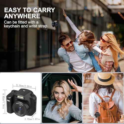 Image of Mini Keychain Camera, 4K FHD Retro Digital Camera, Retro Snap Mini Digital Camera with Flash,Filters,Lanyard, Portable Video Recorder for Photo Video Travel Recording