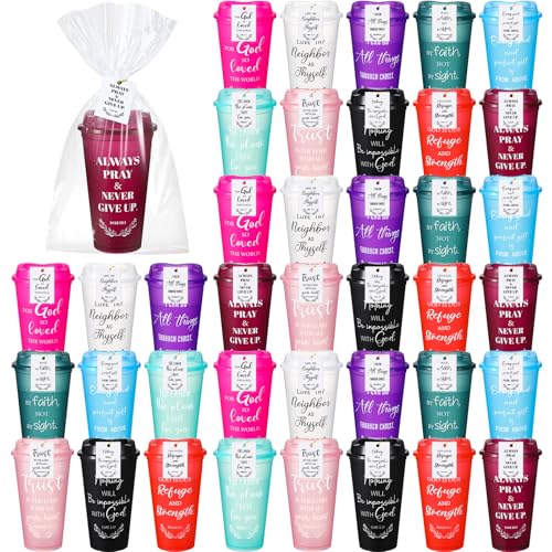 LemonRoad 40 Sets Christian Gifts Bulk 16oz Reusable Bible Verse