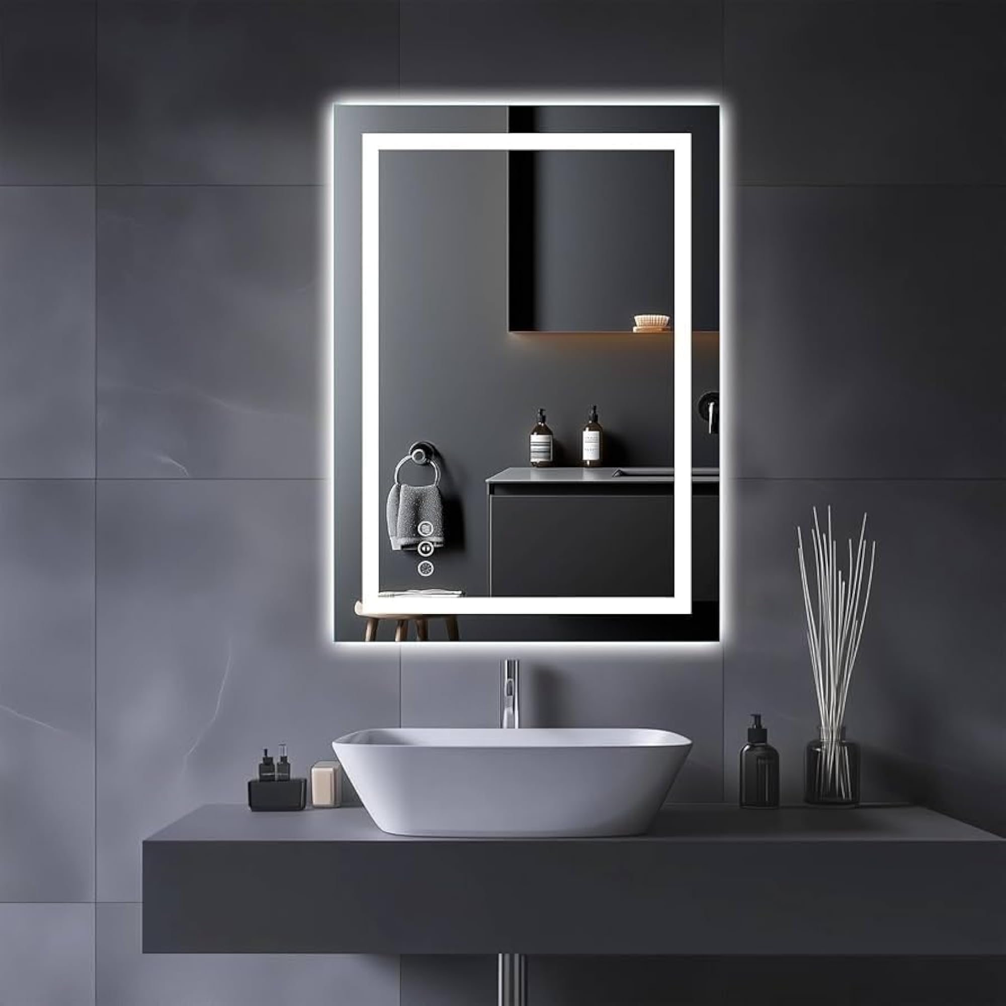 LED Mirror with Touch Sensor for Bathroom Decor