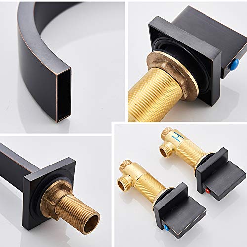Robinet de lavabo cascade noir à 3 trous pour eau chaude et froide