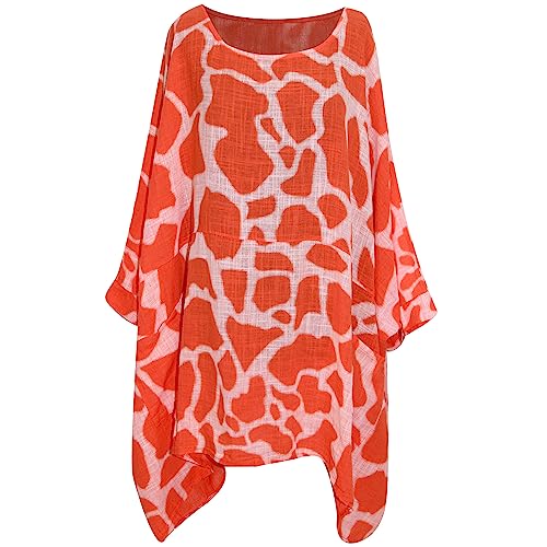 Image of Storm Island® Ladies Italian Top Women Animal Print Shirt Ladies Printed Top Batwing Sleeves Tunic Tops Plus Size Dress Giraffe Print Tops for Women Round Neck Summer Shirt for Girls UK Size 16-32