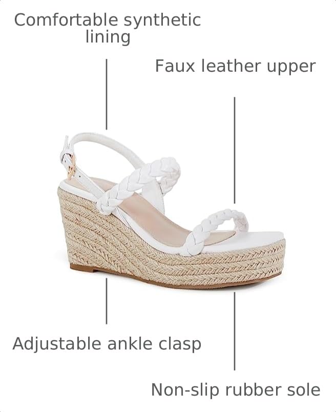 Image of Womens Espadrille Wedge Sandals Platform Braided Open Toe High Heel Ankle Strap Buckle Summer Causal Dress Shoes