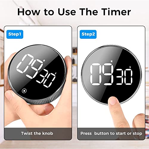 Digital Kitchen Magnetic Timer, Large Led Display Rotation Countdown Timer With Volume Adjustable (Mute-90Db) Easy For Cooking/Teachers/Kids/ Classroom/Exercise/Study #TOP4