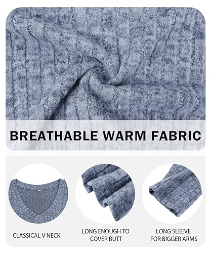 Image of RITERA Plus Size Sweater, Ribbed Long Sleeve Solid Top for Women | Soft vertical ribbed knit, modest V neck, loose long sleeves, curved swing hem, slimming casual layering top for curvy women