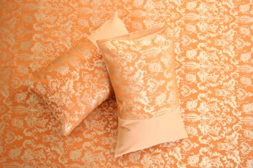 Image of Home- The Best is for You Cotton Self Design Pillow Covers Set of 2 (Orange Fiore)