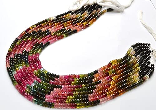 Multi Tourmaline Micro Faceted Rondelles de qualité rare et perles naturelles haut de gamme