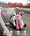 ELEMARA Drift Cart with Stepless Speed,12V Electric Drift Kart with Adjustable Seat,5 MPH Drifting Car with Pennant, Kids Ride On Toy with LED Lights,Music,Bluetooth,for Kids Age 6+, Pink