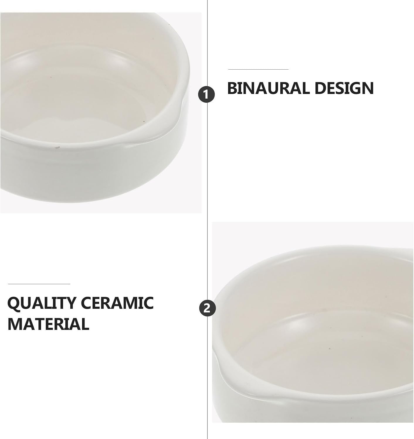 Ceramic Stewing Bowl Double Handle White Heat Resistant for Families
