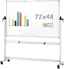 VIZ-PRO Double-Sided Mobile Whiteboard, 180 x 120 cm, Magnetic Rolling Dry Erase White Board on Wheels with Aluminium Frame and Stand
