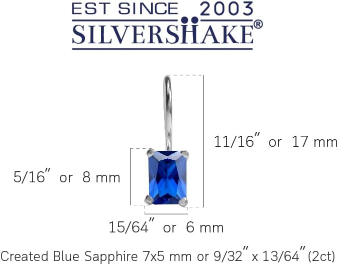 Silvershake 7X5mm Octagon Shape Birthstone Gemstone White Gold Plated or Yellow Gold Plated 925 Sterling Silver Hook Closure Earrings Jewelry for Women