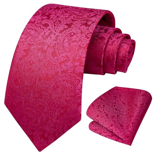 Image of HISDERN Mens Ties Solid Color Tie and Pocket Square Set Classic Woven Formal Neckties & Handkerchief Wedding Party
