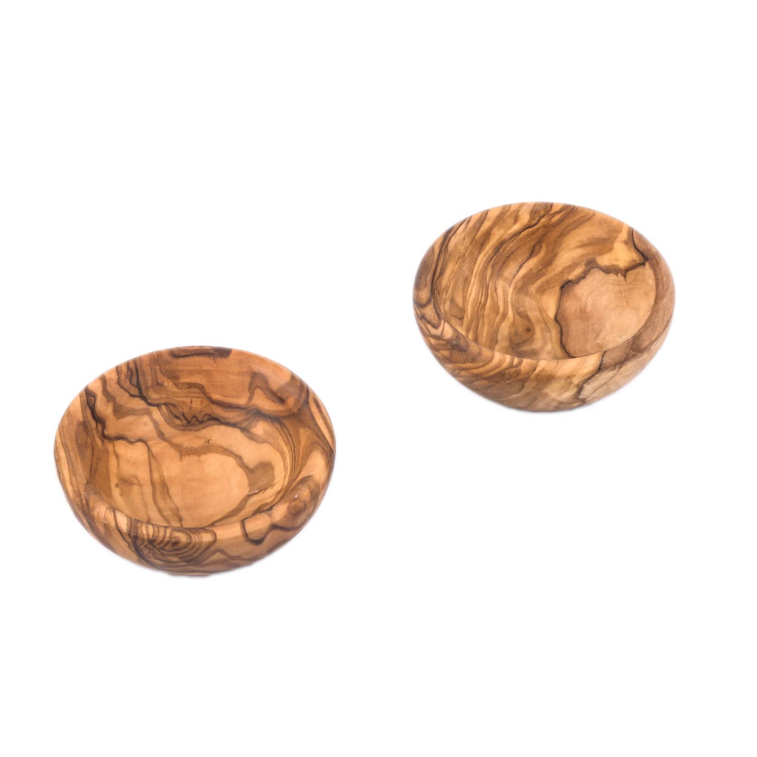 hochwertige dip Schälchen Set aus exklusivem Olivenholz – Tapas Schalen Set - kleine Schale für Oliven & BBQ Saucen - Dip Schüssel für -Ø 8 cm 6er Set