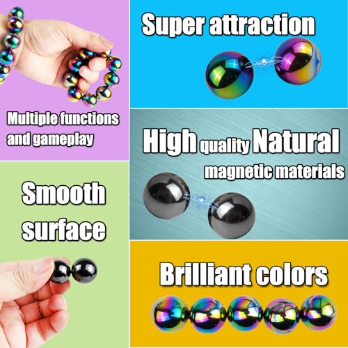 28 Pcs Magnet Stones Balls Fidget Toy, Adult Fidget Toys, Magnet Stones Balls Can Replace Ferrite Putty, Office Desktop Decoration, Stress Relief, Anti Anxiety, Executive Desk Toys(Colorful) - Thumbnail 3