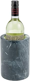 mDesign Single Bottle Wine Chiller - Ice Bucket Cooler for Kitchen, Bar, Party Decor - Holds Cold Wine, Champagne, Beer, Ready-to-Drink Cocktail Utensils, Serving Tongs - Black Marble