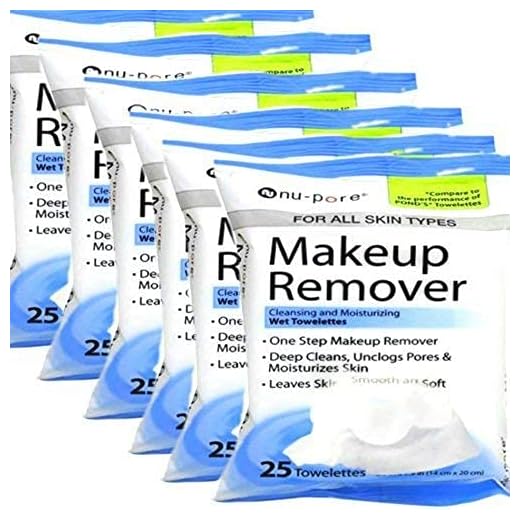 Nu-pore Makeup Remover, Cleansing and Moisturizing Wet 25 Towelettes (Pack of 6)