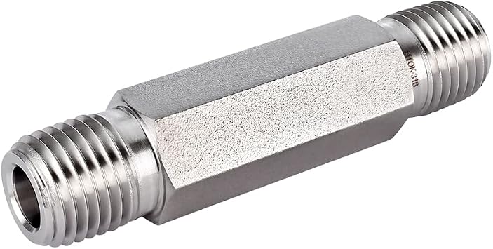 316 Stainless Steel Pipe Fitting Hex Long Nipple 1/2" Male NPT 2" Overall Length 7700 psi SS-PLN-NS8-2