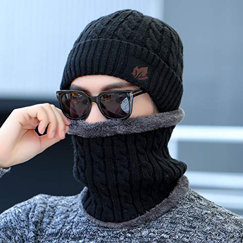 Chapeau tricoté épais hommes aux finitions soignées et maille thermique double épaisseur