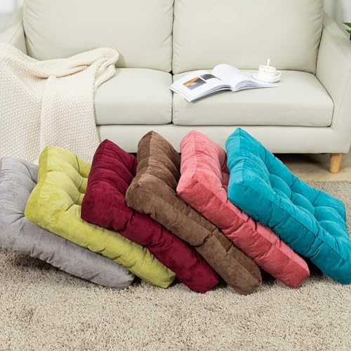 Coussin de sol en velours côtelé touffeté grand format rouge