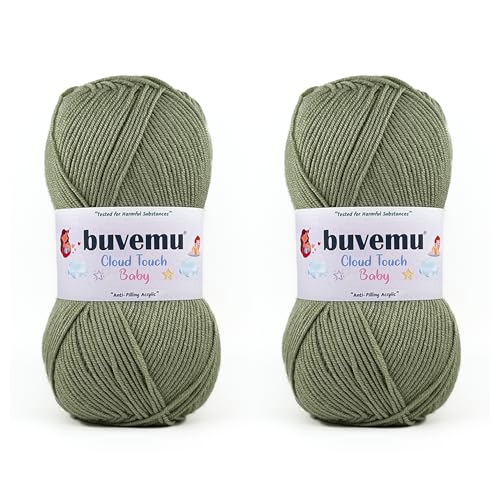 Image of Cloud Touch Baby - DK Weight Soft Anti-Pilling Yarn for Baby Clothes, Blankets & Amigurumi Crochet & Knitting, 90% Acrylic 10% Viscose derived from Bamboo, 3.53 Oz / 262 Yards (Sage Green) (2 Pack)