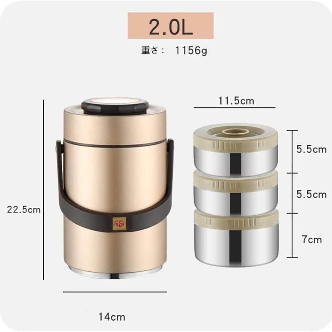 Thermos Per Alimenti 2,3L In Acciaio Inox 304 – Contenitore Sottovuoto A 3 Scomparti, Caldo Per 24 Ore, Antiperdite (Rosso)