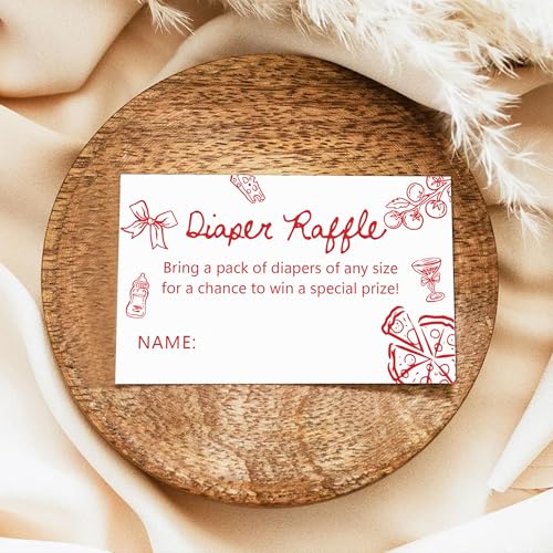 Dualmins 50 Pcs Ciao Baby Shower Diaper Raffle Tickets, 3.5 x 2.1 Inch Italian Pizza Bow Diaper Raffle Cards for Girls Boys, Gender Reveal Games for Guests, Neutral Baby Shower Party Decorations-A05 by Dualmins - Used condition - Image 3