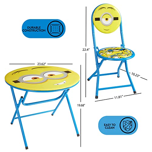 Image of Minions 3 Piece Foldable Round Table and Chair Set, Ages 3+