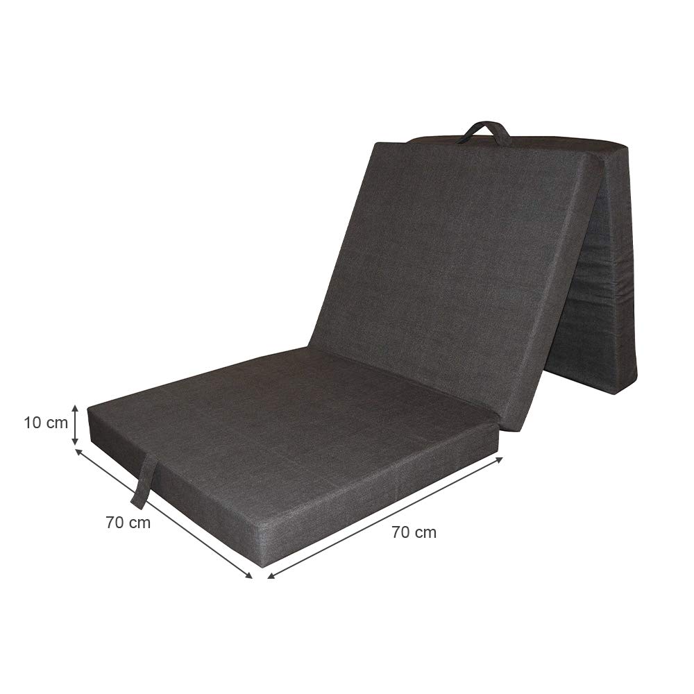 VitaliSpa Faltmatratze, Anthrazit, 190 x 70 cm | klappbar mit Tragegriffen für flexible Nutzungsmöglichkeiten