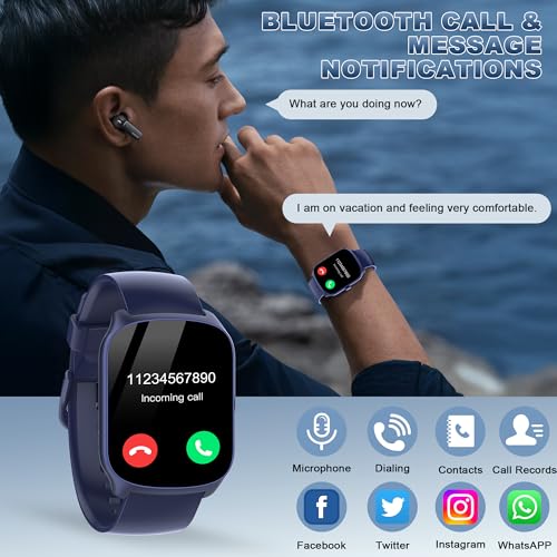 STECEi Smartwatch für Herren & Damen, 1,95'' HD Curved-Display, Bluetooth-Anruf entgegennehmen/tätigen, 112 Sportmodi… – Ansicht 2