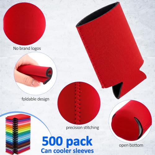 Image of Umigy 500 Pcs Can Coolers Sleeves Bulk Blank, Colorful