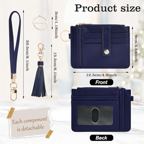 Image of KNGITRYI Small Wristlet Wallets for Women RFID Credit Card Holder Wallet Keychain Wristlet Wallet Credit Card Wallets for Women (Navy Blue)