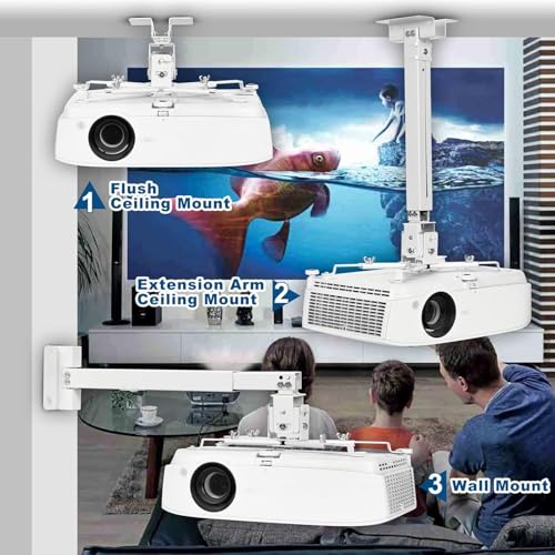 Image of SRB Adjustable Projector Ceiling Mount Stand | 16 to 25 Inch (1-2 Feet) Extendable Bracket | Universal Tilt, Swivel & Rotate Wall /Ceiling Projector Mount | Heavy‑Duty Metal Frame