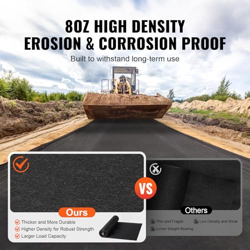 image for VEVOR Geotextile Landscape, 6ft x 50ft 8 oz, Non-Woven PP Drainage 350