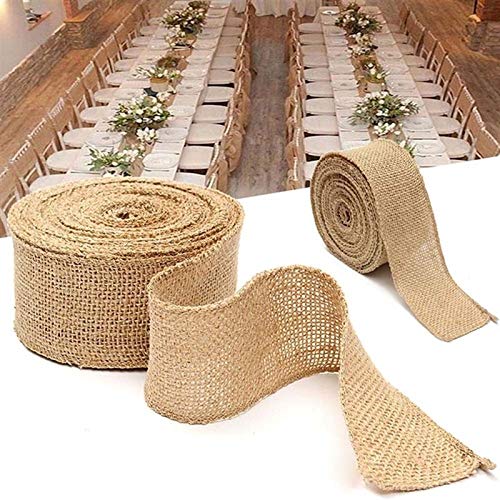 2 Yard/Rotolo Nastro di Tela di Iuta Naturale per Artigianato Fai da Te Nastro di Canapa Pizzo Materiale Festa di Nozze Decorativo Confezione Regalo di Natale-larghezza 10 cm
