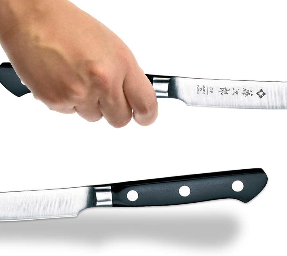 Tojiro F-797 Steak Knife, 4.7 inches (120 mm), Japan Cobalt Alloy Steel, Double-edged, Carving Meat Dishes, DP Cobalt Alloy Steel Interrupt, With Base, Silver/Black