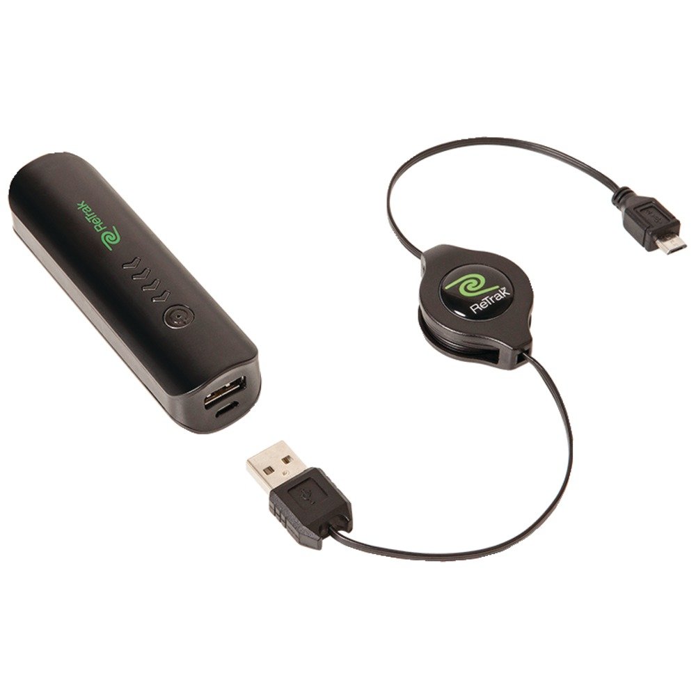 ReTrak 2000 mAh Retractable Power Bank, showing its compact form factor and integrated retractable cable.