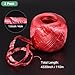 M METERXITY 2-Rolls Polyester Nylon Plastic Rope Twine, 4cm Width 110M Length Household Bundled Plastic Ropes Roll for Crafting/Gardening/Packing/Carrying [360FT/4330IN, Red]